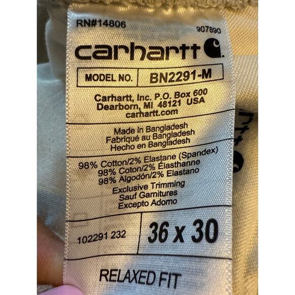 Carhartt Mens Rugged Flex Relaxed Fit Canvas Work Pant 36x30 Tan - Picture 10 of 12
